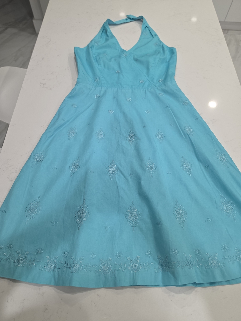 Ann Taylor Turquoise Halter Midi Dress